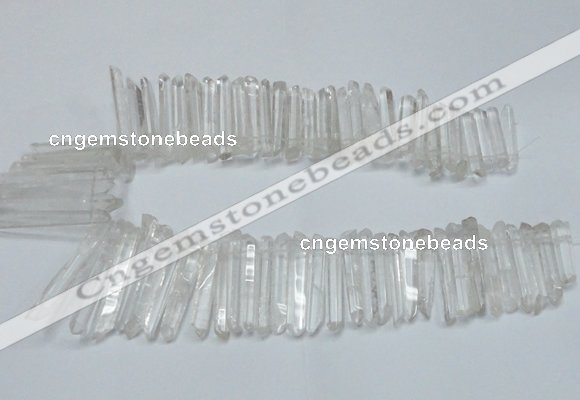 CTD1639 Top drilled 5*30mm - 7*60mm sticks white crystal beads