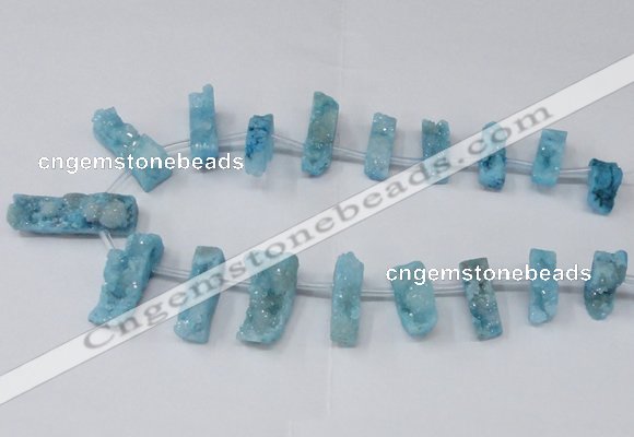 CTD1653 Top drilled 10*20mm - 15*40mm freeform druzy agate beads