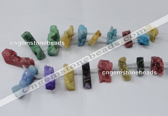 CTD1655 Top drilled 10*20mm - 15*40mm freeform druzy agate beads