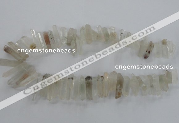 CTD1661 Top drilled 6*18mm - 8*35mm sticks green phantom quartz beads