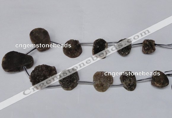 CTD1673 Top drilled 18*25mm - 25*35mm freeform druzy agate beads