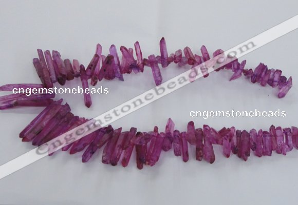 CTD1694 Top drilled 5*15mm - 7*35mm sticks dyed white crystal beads