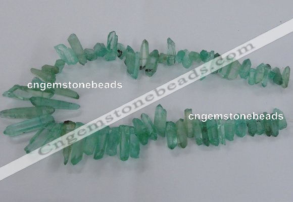 CTD1695 Top drilled 5*15mm - 7*35mm sticks dyed white crystal beads