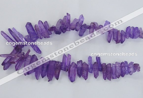 CTD1699 Top drilled 8*15mm - 11*35mm sticks dyed white crystal beads