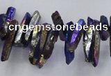 CTD1721 Top drilled 5*10mm - 6*30mm sticks plated white crystal beads