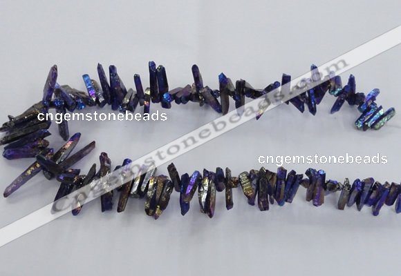 CTD1721 Top drilled 5*10mm - 6*30mm sticks plated white crystal beads