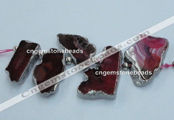 CTD1729 Top drilled 25*35mm - 30*45mm freeform agate slab beads