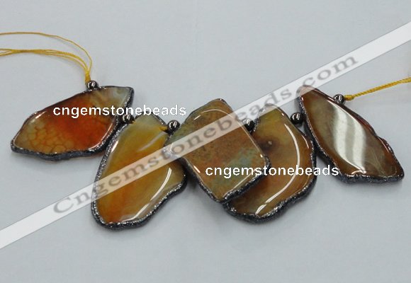 CTD1756 Top drilled 20*40mm - 35*55mm freeform agate slab beads