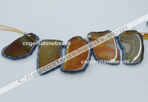 CTD1757 Top drilled 20*40mm - 35*55mm freeform agate slab beads