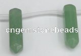 CTD1802 Top drilled 10*30mm - 10*32mm sticks green aventurine beads