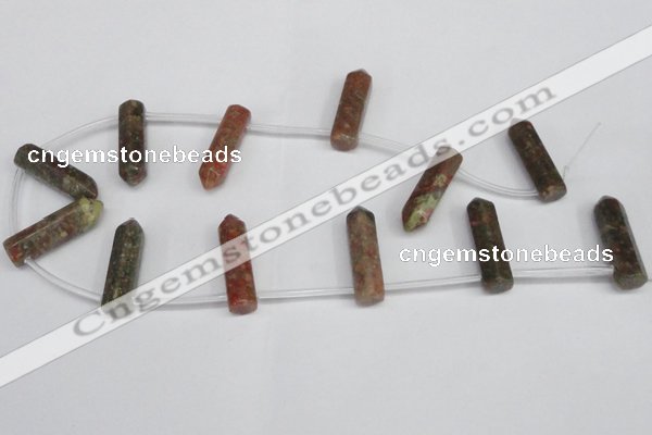 CTD1807 Top drilled 10*30mm - 10*32mm sticks unakite beads