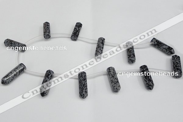 CTD1813 Top drilled 10*30mm - 10*32mm sticks snowflake obsidian beads