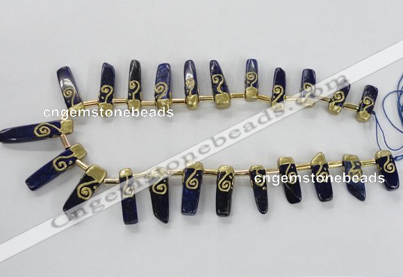 CTD1927 Top drilled 8*20mm - 10*35mm sticks lapis lazuli beads