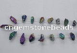 CTD1938 Top drilled 12*20mm - 25*35mm nuggets plated amethyst beads