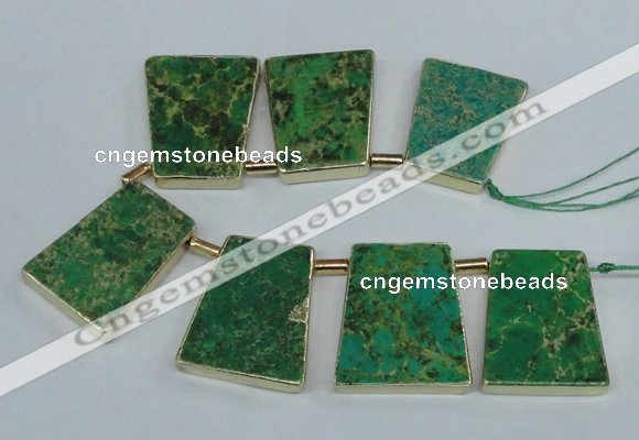 CTD1955 Top drilled 30*40mm - 35*45mm trapezoid sea sediment jasper beads