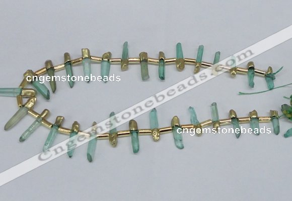 CTD1959 Top drilled 4*15mm - 6*30mm sticks dyed white crystal beads