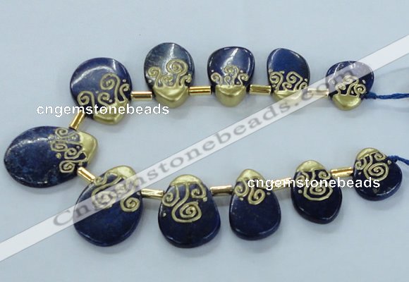 CTD1963 Top drilled 20*25mm - 25*35mm freeform lapis lazuli beads