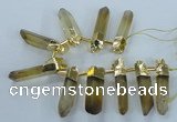 CTD1969 Top drilled 10*50mm - 15*60mm sticks lemon quartz beads