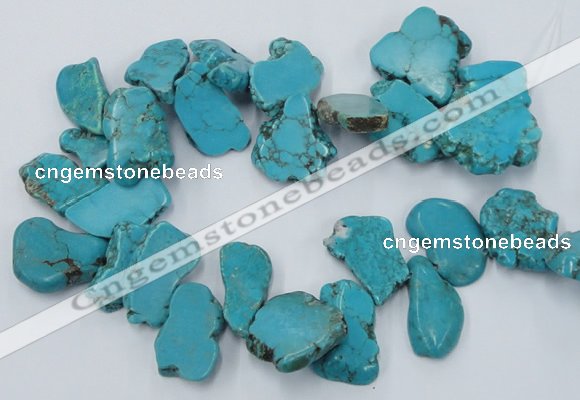 CTD2014 Top drilled 20*25mm - 30*35mm freeform turquoise beads