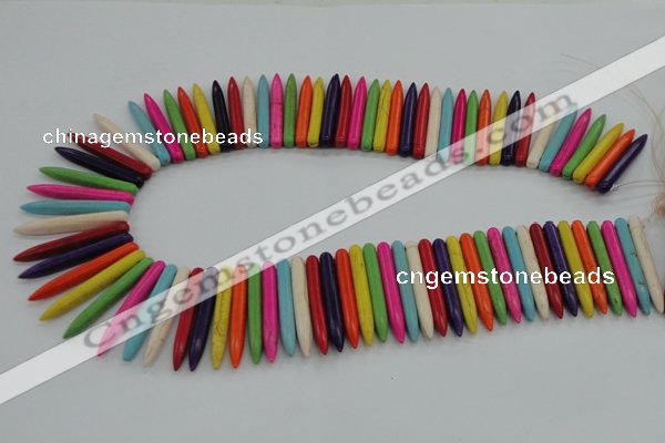 CTD2030 Top drilled 5*40mm - 5*45mm sticks turquoise beads