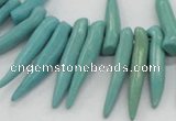 CTD2037 Top drilled 5*15mm - 6*40mm sticks turquoise beads