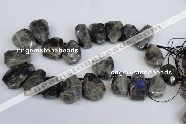 CTD2104 Top drilled 25*30mm - 28*40mm faceted nuggets labradorite beads