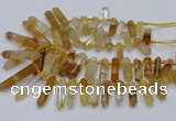 CTD2111 Top drilled 10*25mm - 12*45mm sticks yellow quartz beads