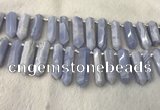 CTD2116 Top drilled 10*25mm - 12*45mm sticks blue lace agate beads