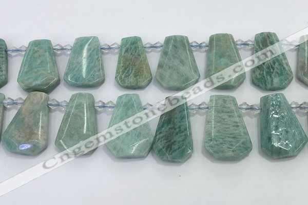 CTD2269 Top drilled 16*28mm - 20*30mm faceted freeform amazonite beads