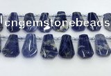 CTD2270 Top drilled 16*28mm - 20*30mm faceted freeform sodalite beads