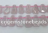 CTD2271 Top drilled 16*28mm - 20*30mm faceted freeform rose quartz beads