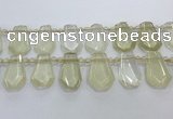 CTD2272 Top drilled 16*28mm - 20*30mm faceted freeform lemon quartz beads