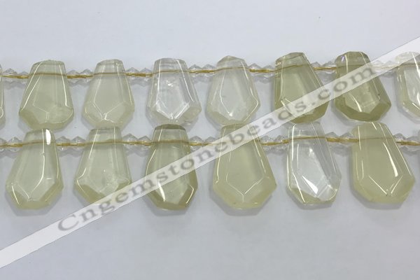 CTD2272 Top drilled 16*28mm - 20*30mm faceted freeform lemon quartz beads