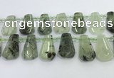 CTD2273 16*28mm - 20*30mm faceted freeform green rutilated quartz beads