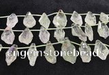 CTD2305 Top drilled 15*20mm - 25*40mm faceted nuggets green quartz beads