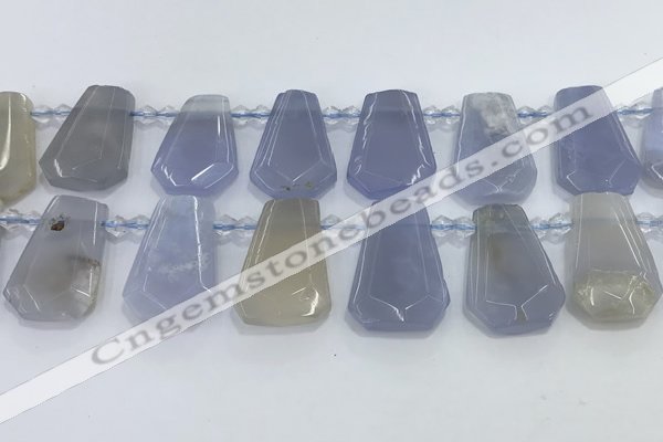 CTD2330 Top drilled 16*18mm - 20*30mm freeform blue chalcedony beads