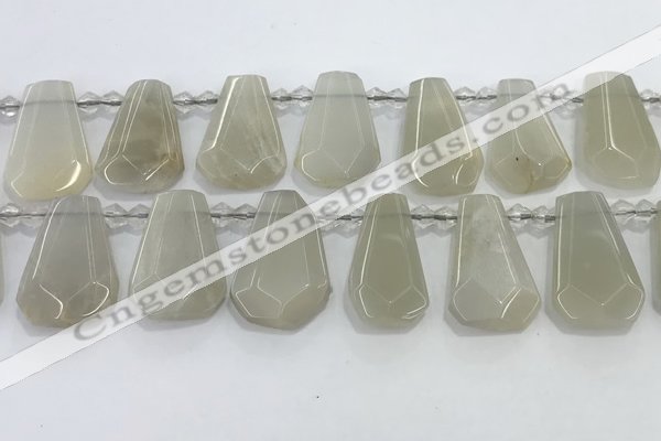 CTD2332 Top drilled 16*18mm - 20*30mm faceted freeform moonstone beads