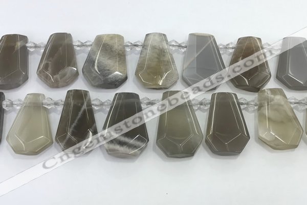 CTD2334 Top drilled 16*18mm - 20*30mm faceted freeform moonstone beads