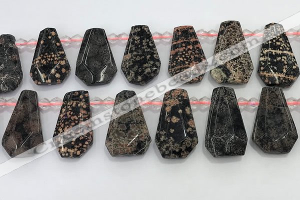 CTD2351 Top drilled 16*18mm - 20*30mm freeform red snowflake obsidian beads