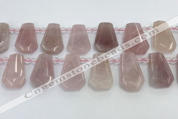 CTD2357 Top drilled 16*18mm - 20*30mm freeform Madagascar rose quartz beads