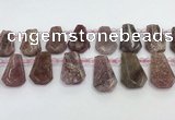 CTD2358 Top drilled 16*18mm - 20*30mm freeform strawberry quartz beads