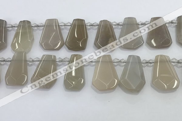 CTD2362 Top drilled 16*18mm - 20*30mm faceted freeform moonstone beads