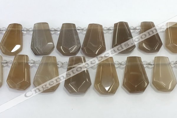 CTD2363 Top drilled 16*18mm - 20*30mm faceted freeform moonstone beads