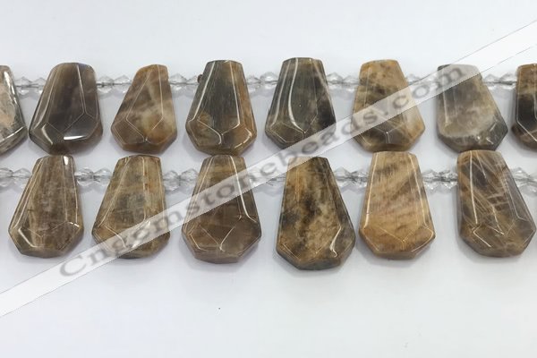 CTD2364 Top drilled 16*18mm - 20*30mm faceted freeform moonstone beads