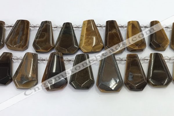 CTD2365 Top drilled 16*18mm - 20*30mm faceted freeform tiger eye beads