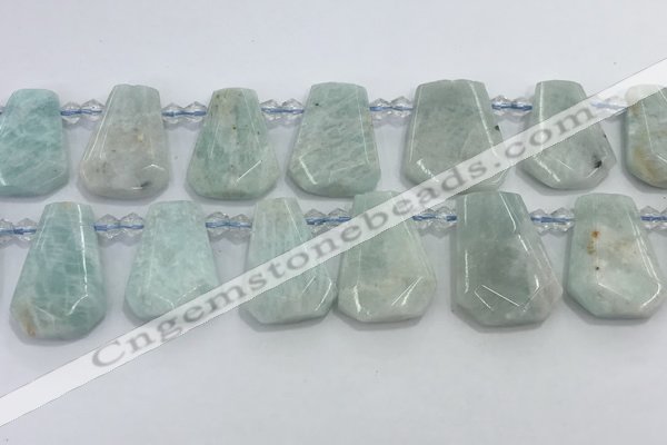 CTD2366 Top drilled 16*18mm - 20*30mm faceted freeform amazonite beads