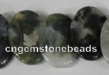 CTD24 Top drilled 20*30mm oval moss agate beads wholesale