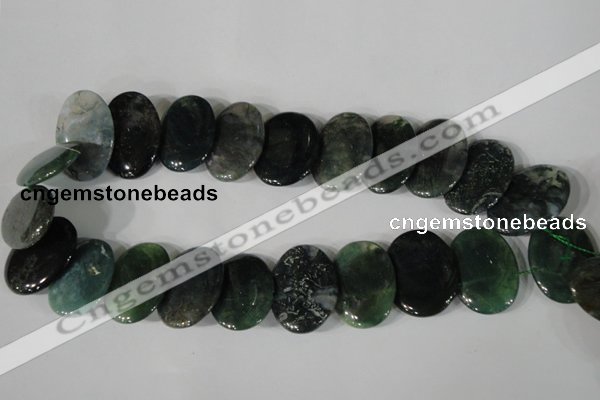 CTD25 Top drilled 20*30mm oval moss agate beads wholesale