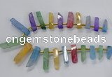 CTD2518 Top drilled 8*25mm - 11*50mm sticks druzy agate beads