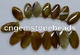 CTD2530 Top drilled 28*57mm faceted oval agate gemstone beads